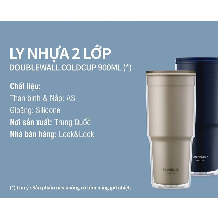 Ly nhựa 2 lớp Lock&Lock Double Wall Cold Cup 900ml HAP502 (2 màu) - K-MALL