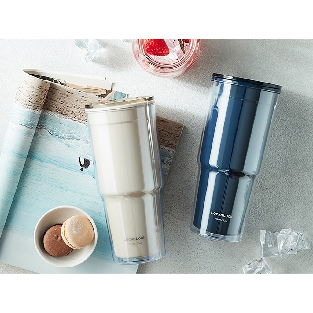 Ly nhựa 2 lớp Lock&Lock Double Wall Cold Cup 900ml HAP502 (2 màu) - K-MALL