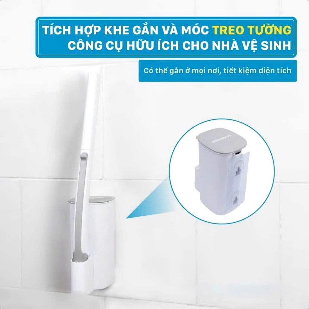 BỘ CỌ NHÀ VỆ SINH ĐA NĂNG , Bàn Chải Vệ Sinh gắn tường, cọ toilet xoay 360 độ thế hệ mới có đầu thay thế- CONHAVESINH