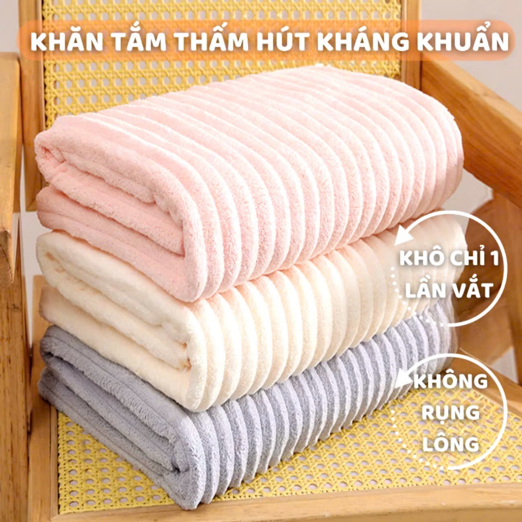 KHĂN TẮM SÓNG NƯỚC , Khăn tắm to, khăn choàng tắm,khăn tắm dày thấm hút nước cực tốt dạng sóng mềm mịn 70x140cm: KHĂNTẮM