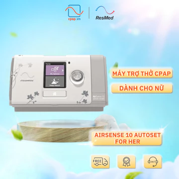 Máy trợ thở AirSense 10 AutoSet For Her - Máy Thở CPAP ResMed Chính Hãng | Dành cho nữ, ngưng thở khi ngủ, giảm thở