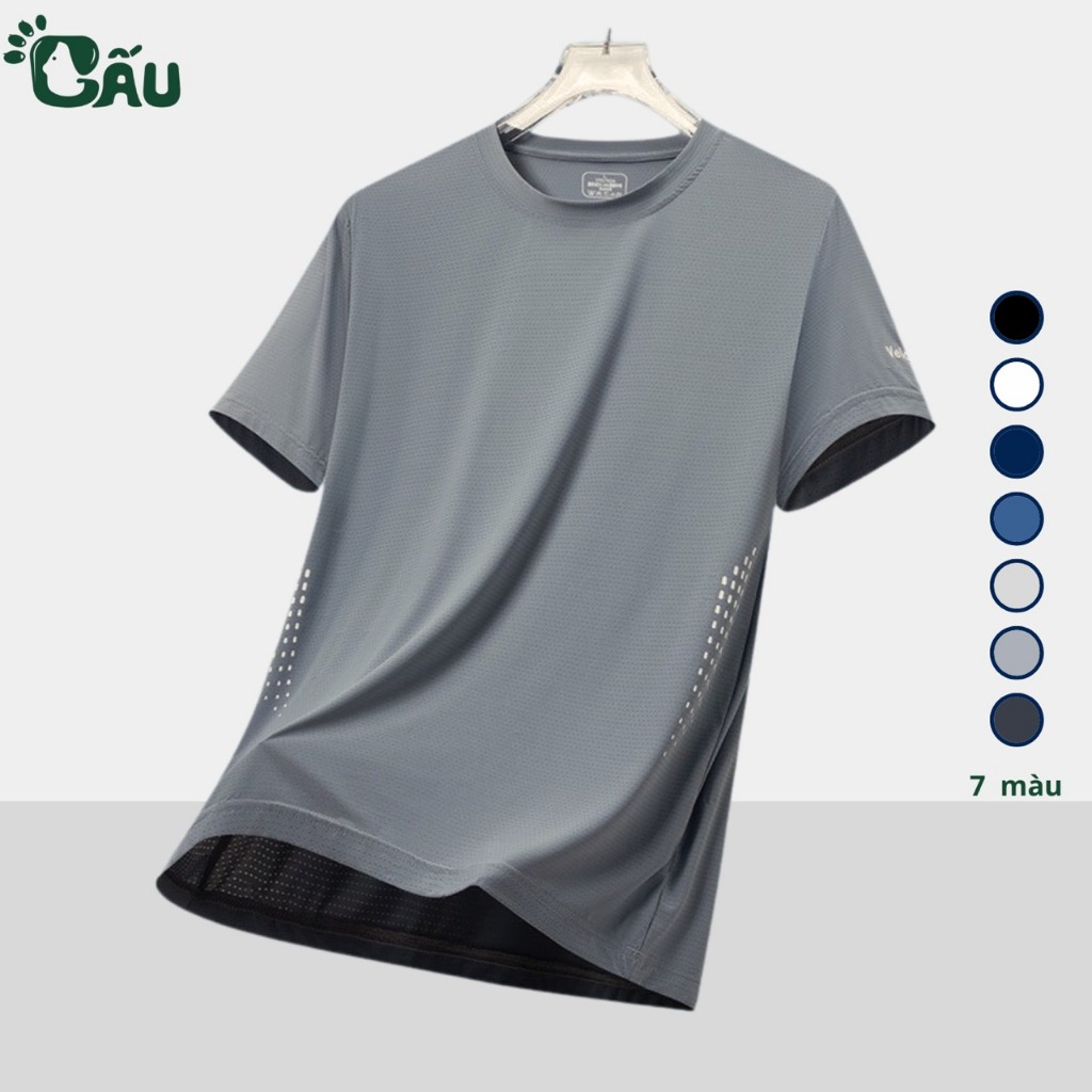 Ảnh Áo thun nam Gấu 194 vải thun co dãn 4 chiều, thể thao, from slimfit -  Mè VELOW 1