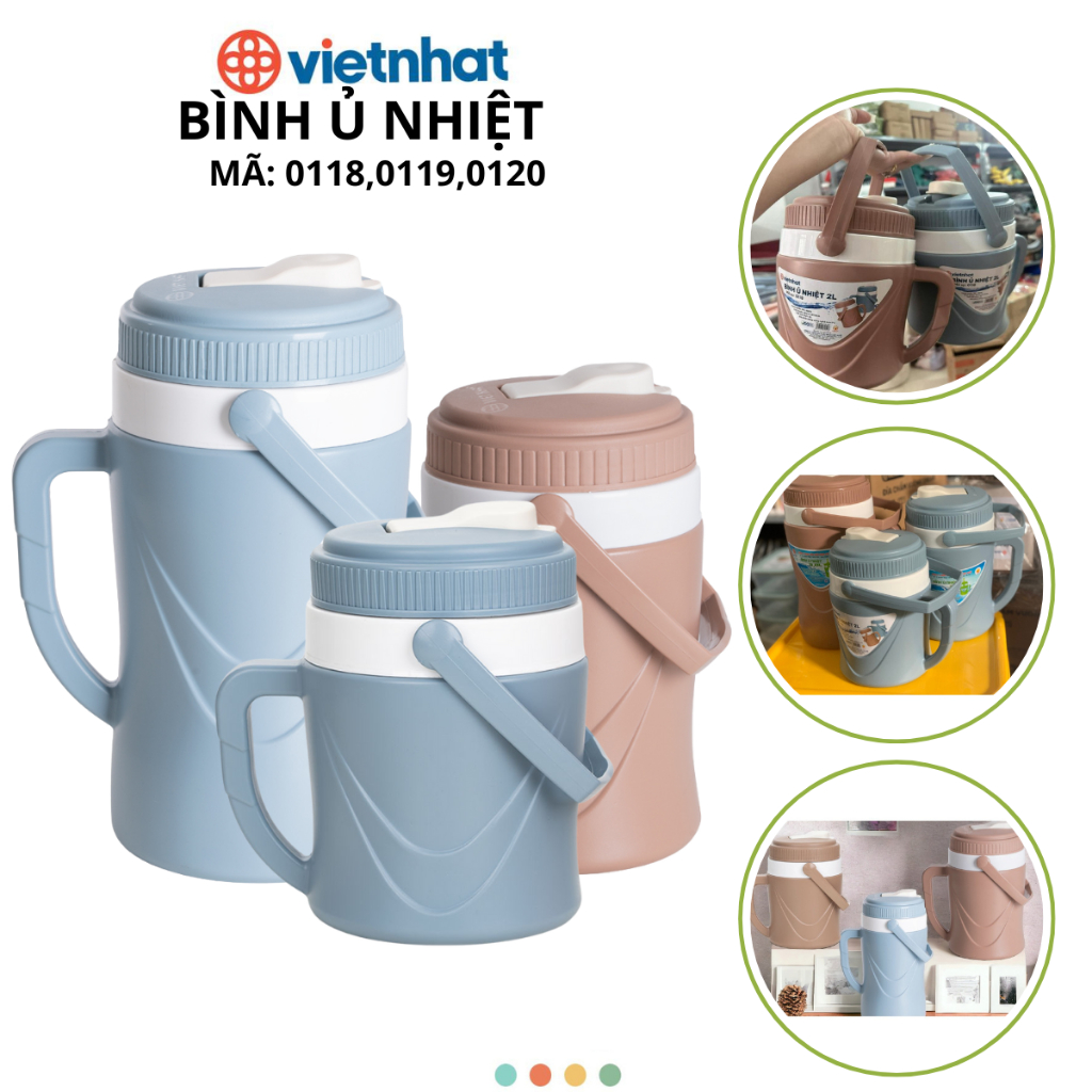 Bình giữ nhiệt có tay cầm 3 size chính hãng VIỆT NHẬT