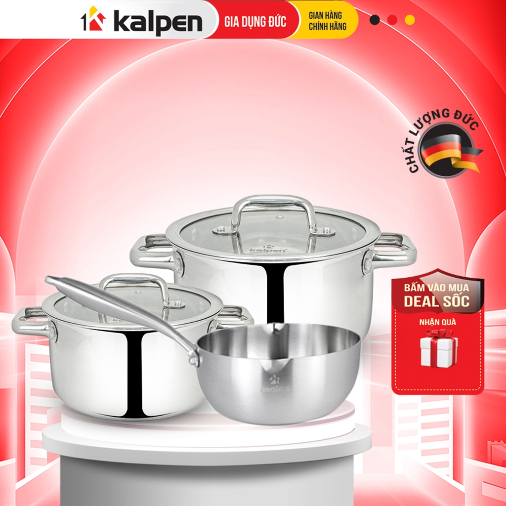 Ảnh Bộ Nồi Chảo Inox 5 Lớp Liền Khối Cao Cấp Lager Hàng Chính Hãng Kalpen - Gia Dụng Đức 1