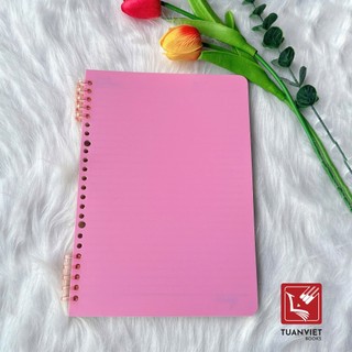Sổ còng 2 đầu B5 TUANVIET BOOKS bìa nhựa 26 lỗ loại - Giấy 100gsm (nhiều màu) - 120 trang (60 tờ)