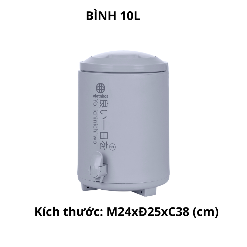Bình giữ nhiệt Việt Nhật được gia công từ nhựa PP cao cấp, độ bền cao, không chứa BPA, chịu lực tốt