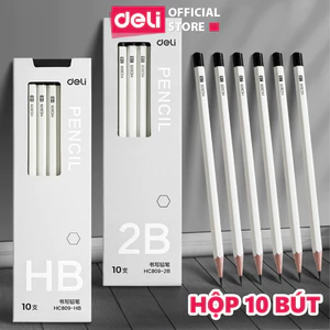 Bút Chì Gỗ 2B HB Cao Cấp Deli Hộp 10 Bút Chì Nét Đậm Nhạy Với Máy Chấm Thi Thiết Kế Basic Phù Hợp Với Học Sinh Sinh Viên