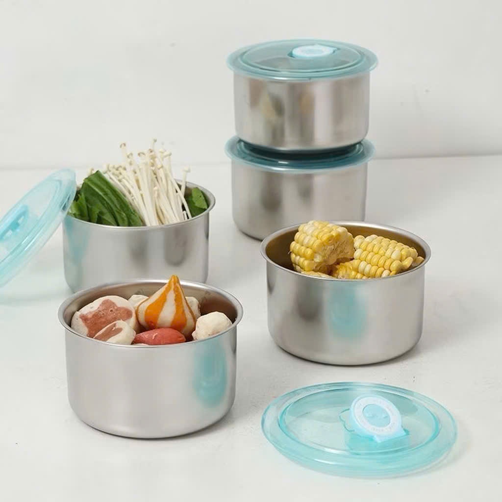 Hộp Đựng Thực Phẩm Tròn Inox 304 Không Gỉ Có Nắp Đậy Bảo Quản Thực Phẩm Tiện Lợi,  HỘP ĐỰNG ĐỒ ĂN: HOPDUNGTHUCPHAM