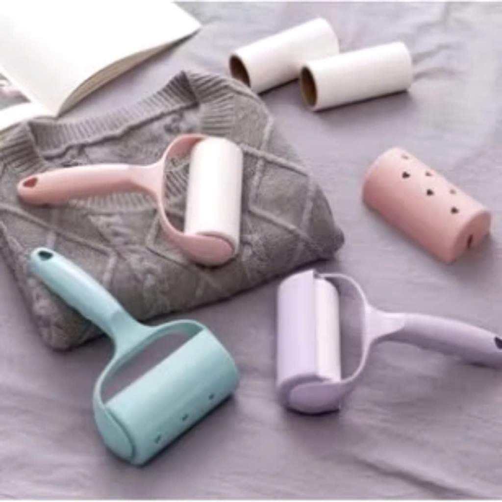 SET CÂY LĂN BỤI KÈM 6 LÕI - Bộ Cây Lăn Bụi 6 Lõi Lăn Thay Thế Làm Sạch Quần Áo- Ga Giường, Sofa, Lông Chó Mèo: CAYLANBUI