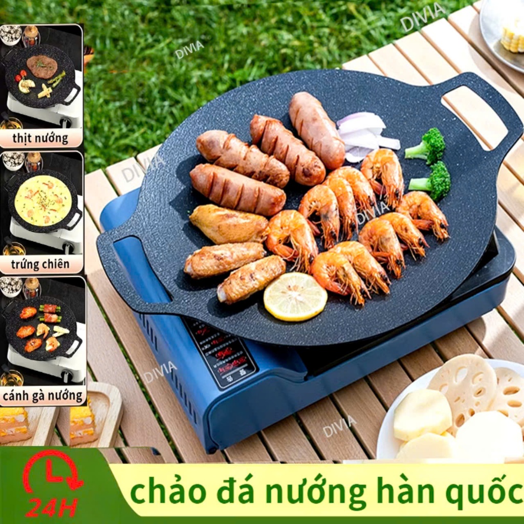 Chảo GANG nướng không dầu chống dính Hàn Quốc - CHẢO ĐÁ SIZE 34 - MÃ: CHAODA546