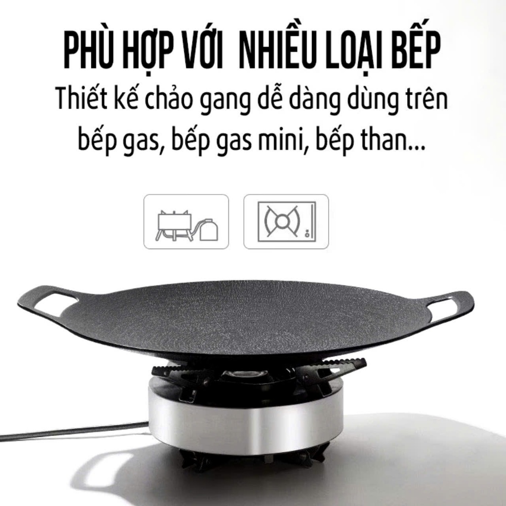 Chảo GANG nướng không dầu chống dính Hàn Quốc - CHẢO ĐÁ SIZE 34 - MÃ: CHAODA546