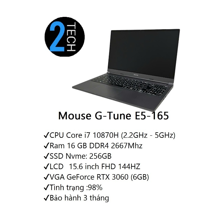 Laptop Gaming Mousecomputer G-Tune E5-165 Core i7-10780H/16GB/Nvme 256GB/  RTX3060 | Shopee Việt Nam