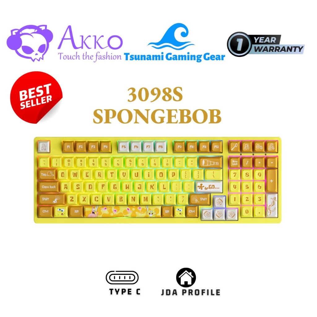 Bàn phím cơ AKKO 3098s SpongeBob (RGB / PBT Dye-subbed / JDA profile ...