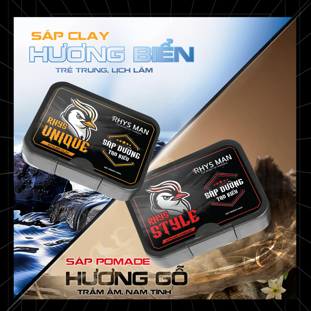 Ảnh Sáp vuốt tóc Rhys Man, sáp dưỡng tạo kiểu tự nhiên Clay - Pomade giữ nếp suốt 12h 2