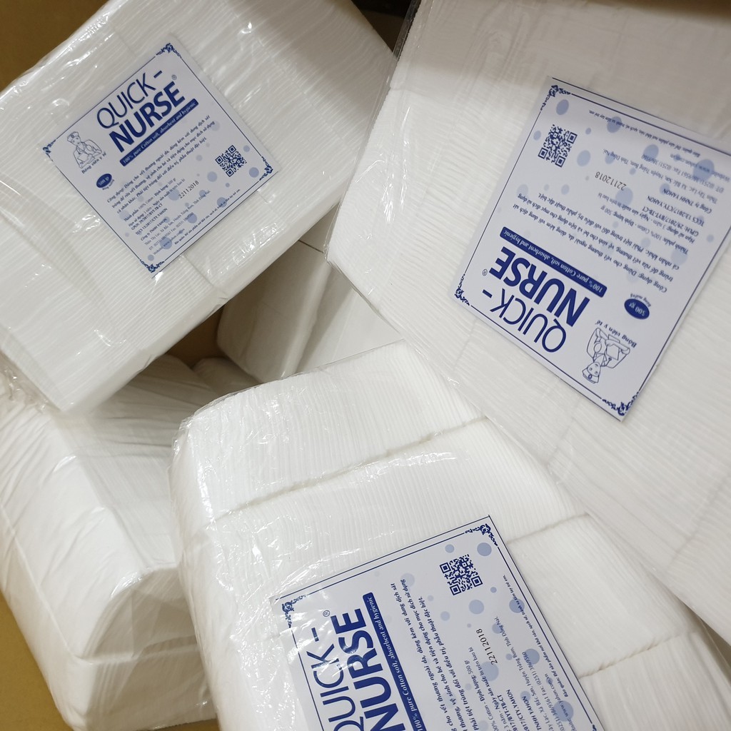Bông gòn Quick Nurse ép miếng cắt sẵn 6x6cm 500g