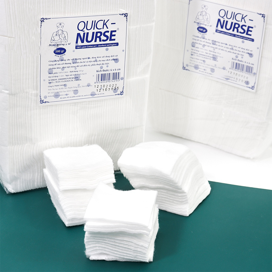 Bông gòn Quick Nurse ép miếng cắt sẵn 6x6cm 500g