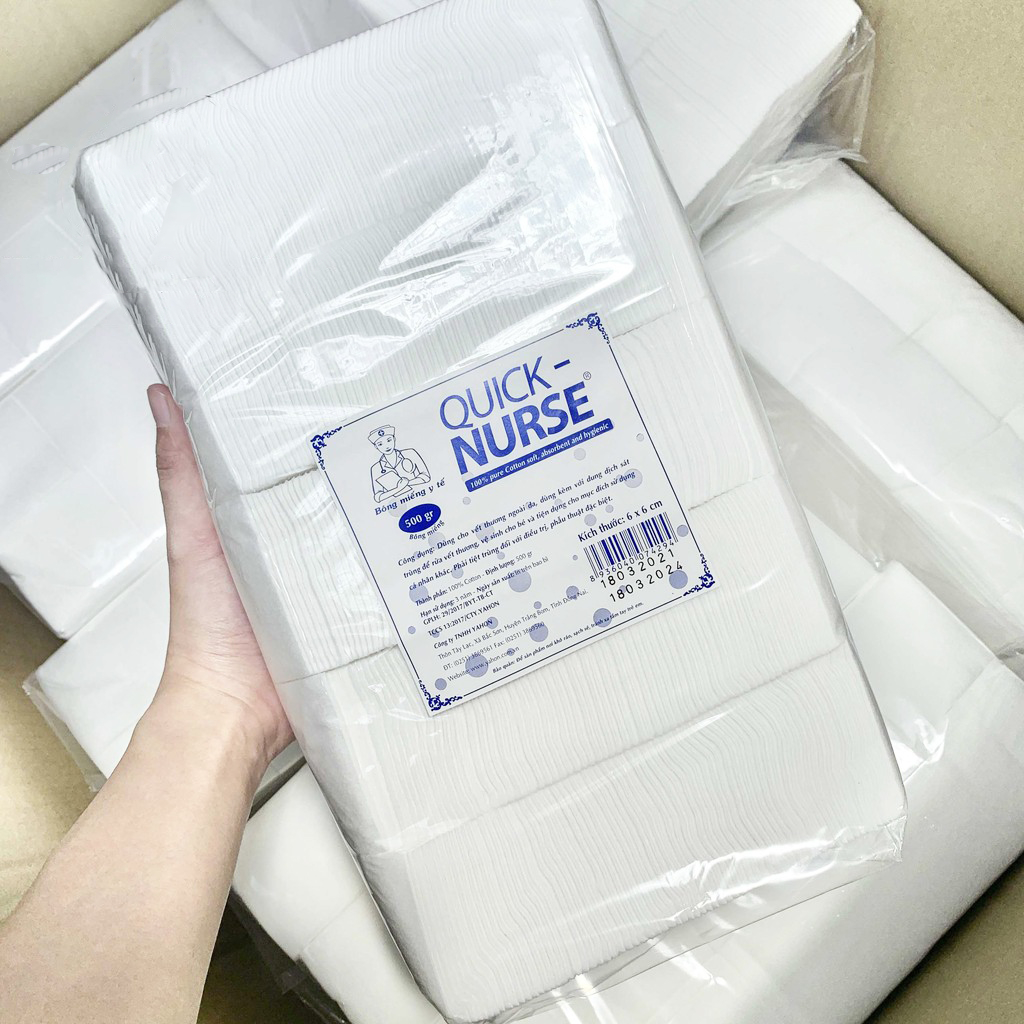 Bông gòn Quick Nurse ép miếng cắt sẵn 6x6cm 500g