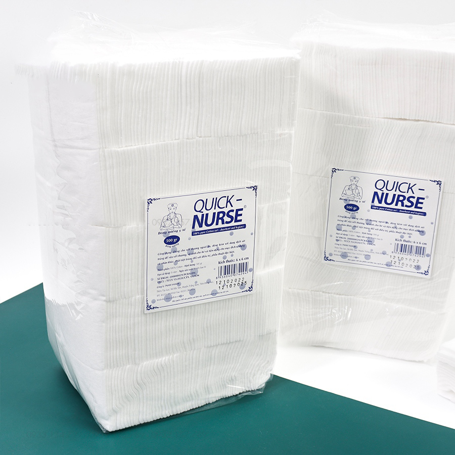 Bông gòn Quick Nurse ép miếng cắt sẵn 6x6cm 500g