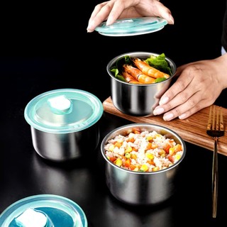HỘP ĐỰNG THỰC PHẨM TRÒN 304 , 5 hộp INOX tròn có nắp tròn đựng bảo quản thực phẩm Inox 304 có nắp đậy tiện dụng
