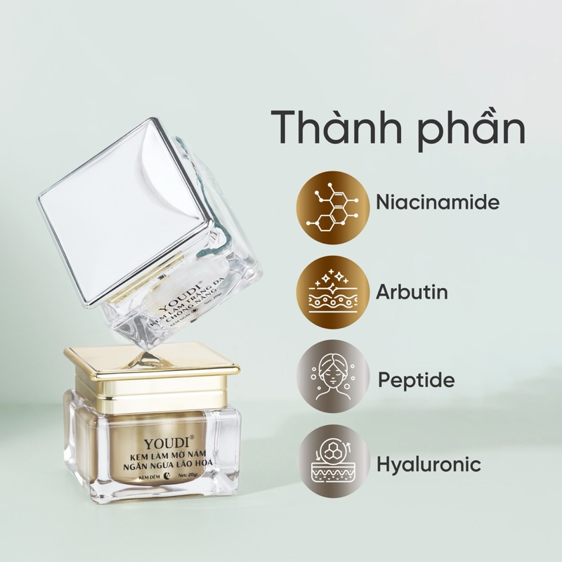 YOUDI Bộ Đôi Kem Làm Mờ Thâm Nám , Dưỡng Trắng Sáng Và Giúp Mềm Mịn Căng Bóng Tối Ưu 20g