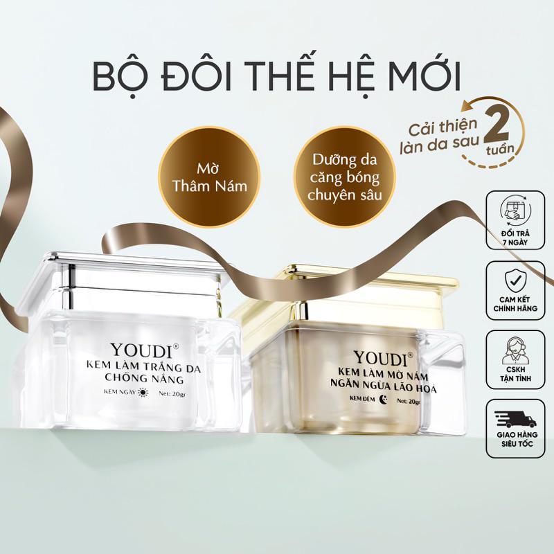 YOUDI Bộ Đôi Kem Làm Mờ Thâm Nám , Dưỡng Trắng Sáng Và Giúp Mềm Mịn Căng Bóng Tối Ưu 20g