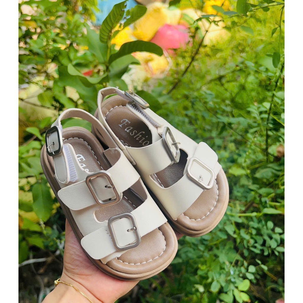 sandal bé gái dép quai hậu cho bé trai đi học quai ngang chống trượt nhẹ êm chân QCCC trắng, đen cho bé từ 2 tuổi A113