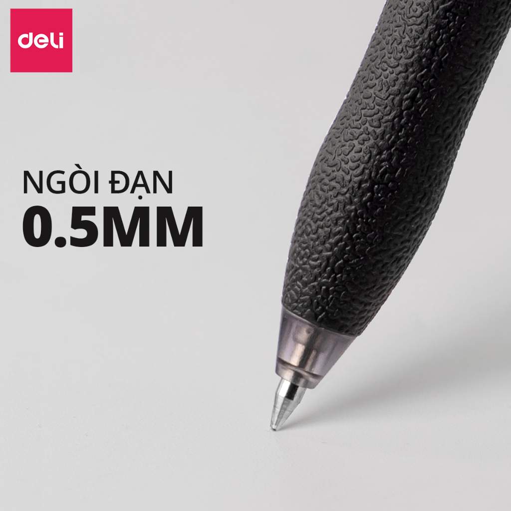 Bút Gel Bấm Deli Ngòi 0.5mm Bút Bi Nước Mực Xanh/Đen/Đỏ Deli Cho Văn Phòng Học Sinh Mực Đều Chữ Đẹp  Có Ngòi Thay Thế