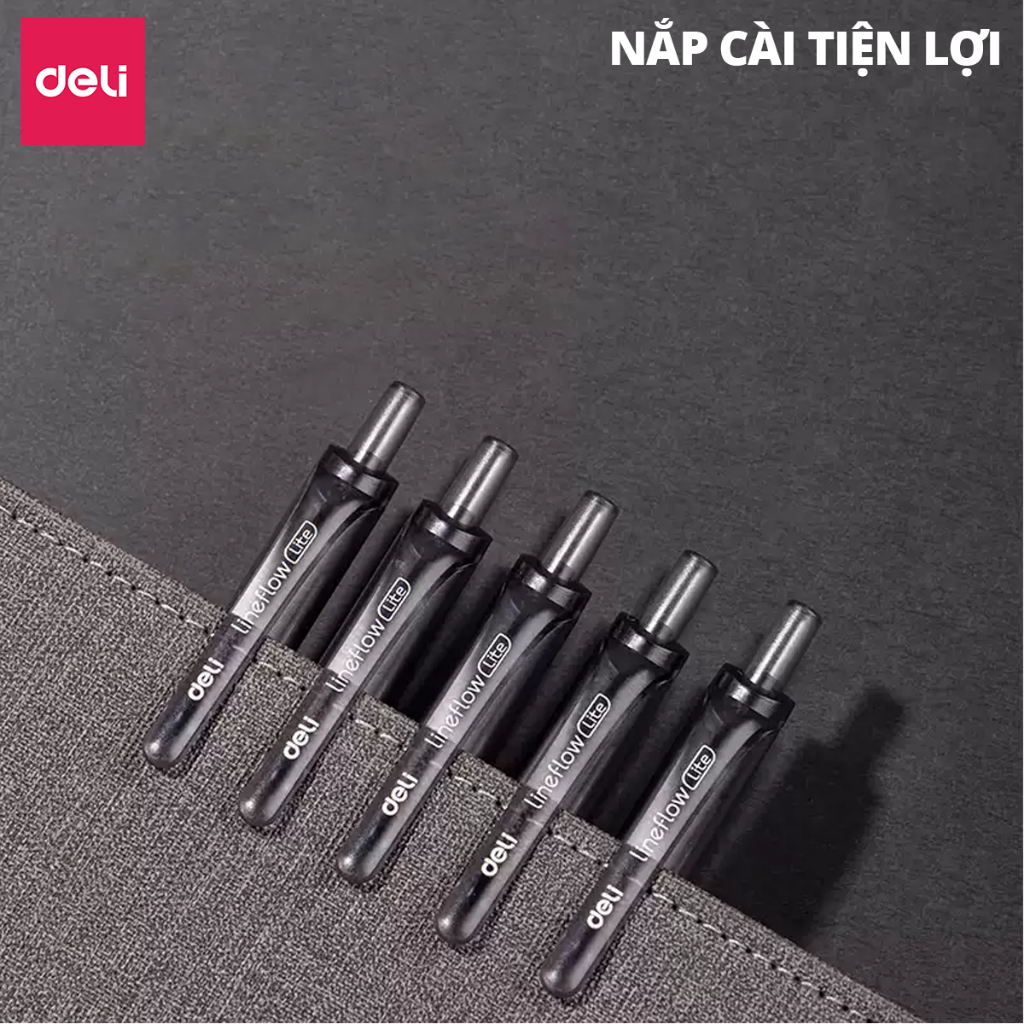 Bút Gel Bấm Deli Ngòi 0.5mm Bút Bi Nước Mực Xanh/Đen/Đỏ Deli Cho Văn Phòng Học Sinh Mực Đều Chữ Đẹp  Có Ngòi Thay Thế