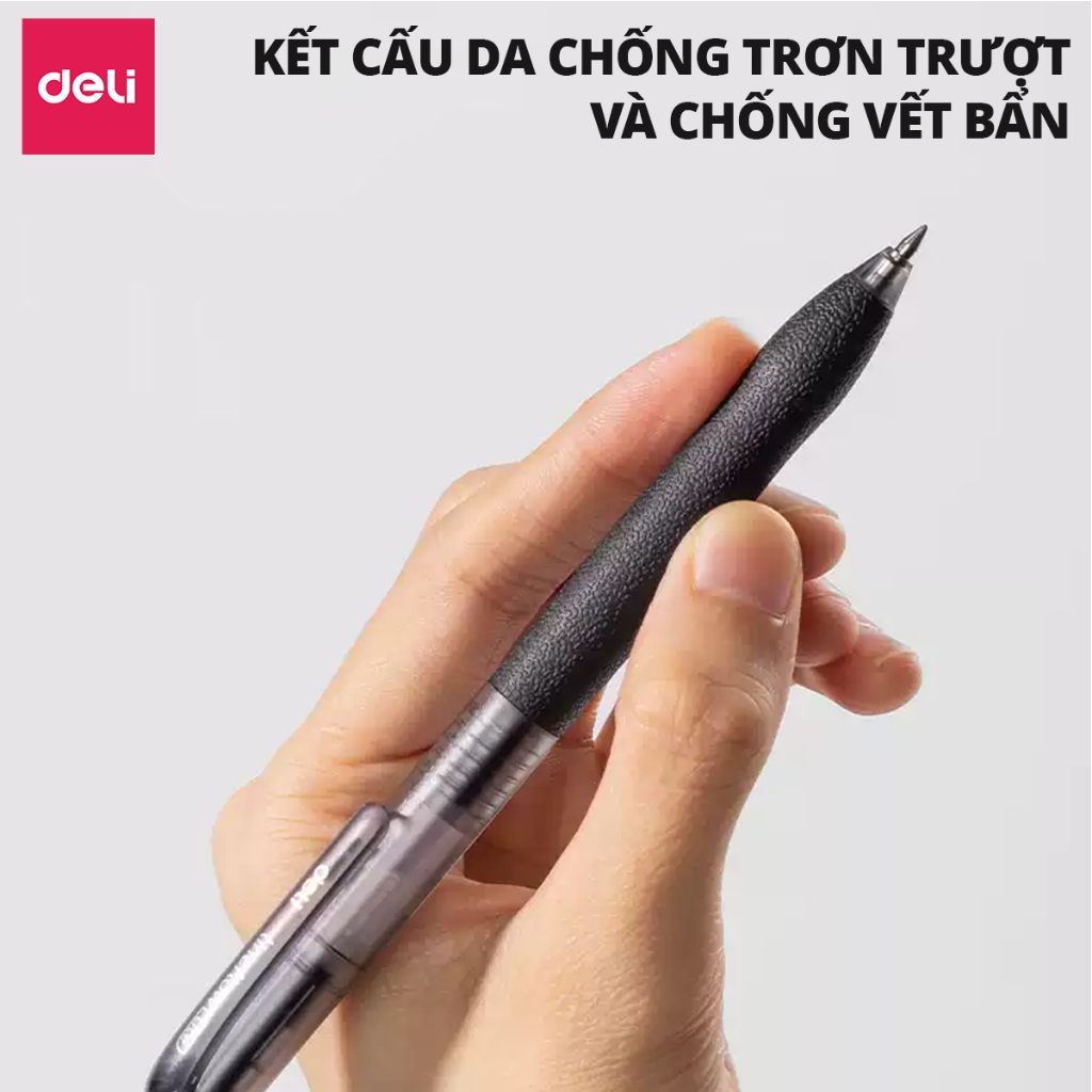 Bút Gel Bấm Deli Ngòi 0.5mm Bút Bi Nước Mực Xanh/Đen/Đỏ Deli Cho Văn Phòng Học Sinh Mực Đều Chữ Đẹp  Có Ngòi Thay Thế