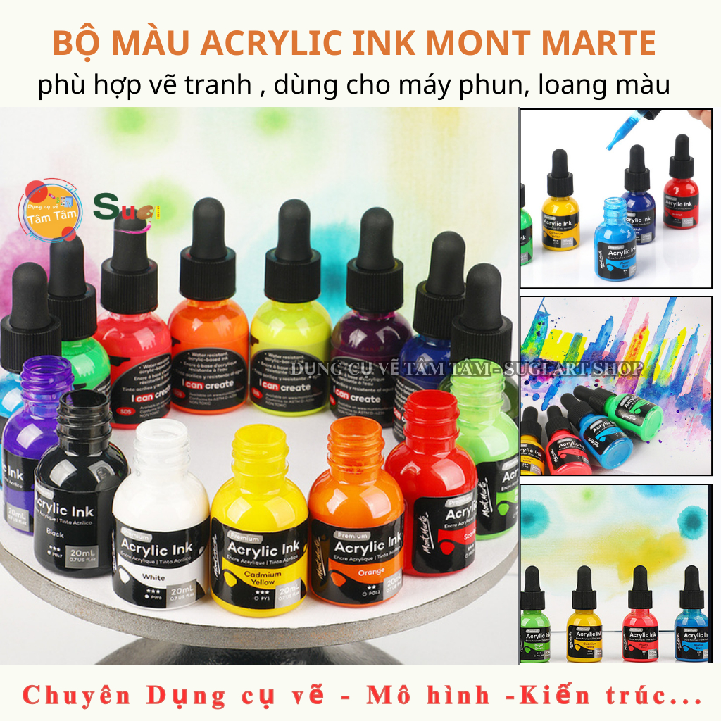 Bộ màu Acrylic Ink Mont Marte 6 / 12 màu | Shopee Việt Nam