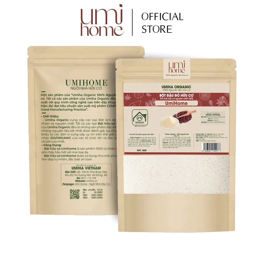 Ảnh Bột Đậu Đỏ đắp mặt hữu cơ UMIHOME| Red Bean Powder 100% Organic 135G 1