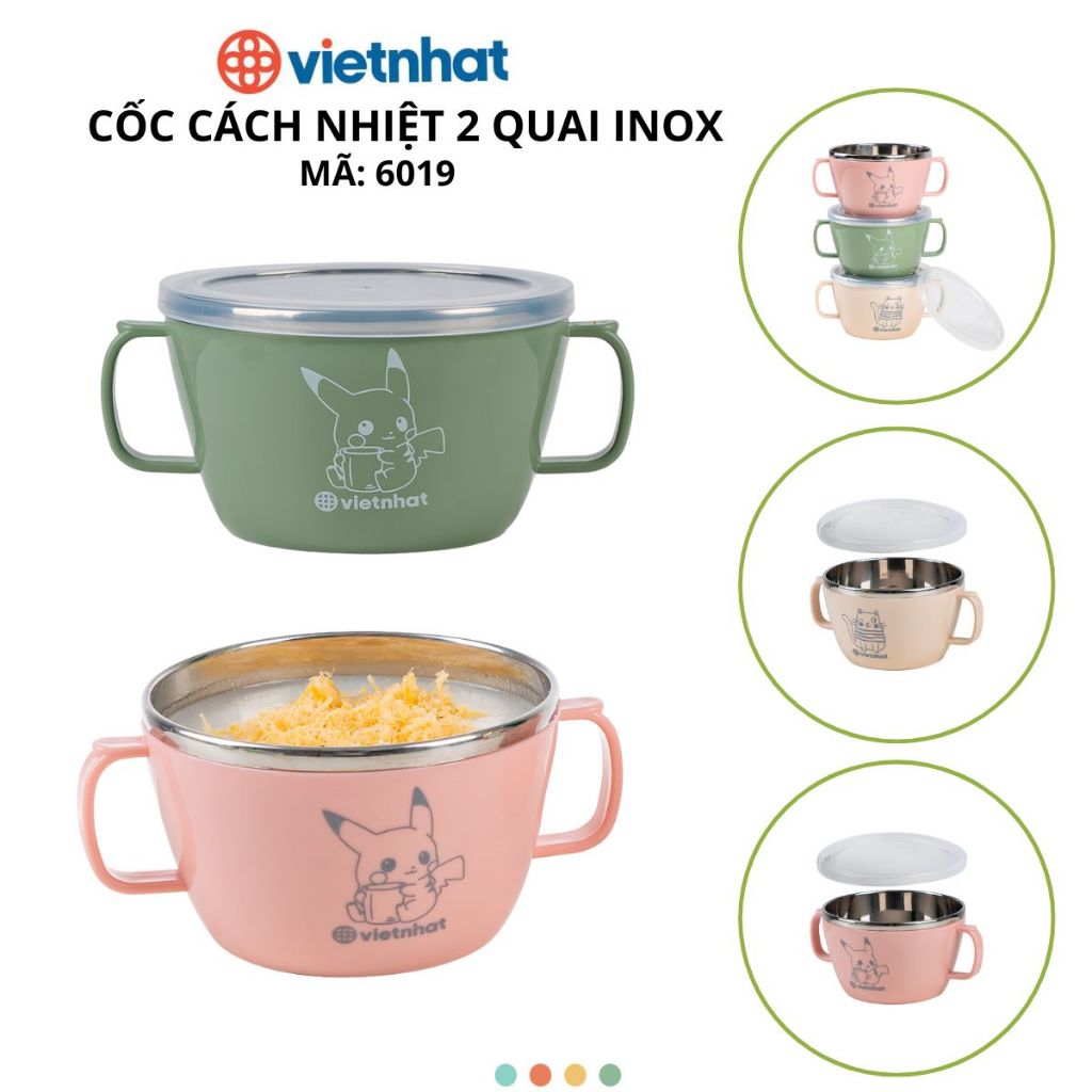 Cốc ăn dặm 2 quai có nắp Chính Hãng VIỆT NHẬT (Mã 6019)