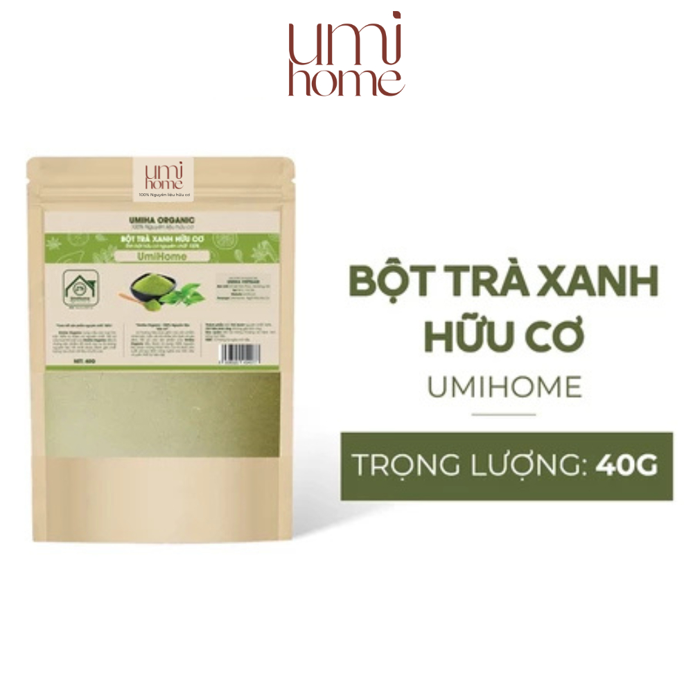 Ảnh Bột Trà Xanh đắp mặt nạ hữu cơ UMIHOME 135g nguyên chất - Giúp trắng da, sạch mụn và thâm, ngừa lão hóa, mờ nếp nhăn 2