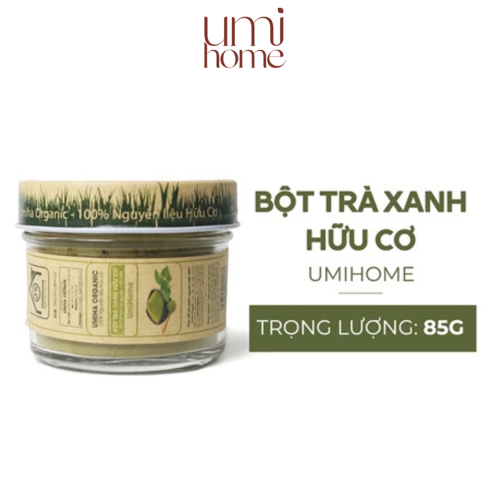 Ảnh Bột Trà Xanh đắp mặt nạ hữu cơ UMIHOME 135g nguyên chất - Giúp trắng da, sạch mụn và thâm, ngừa lão hóa, mờ nếp nhăn 4