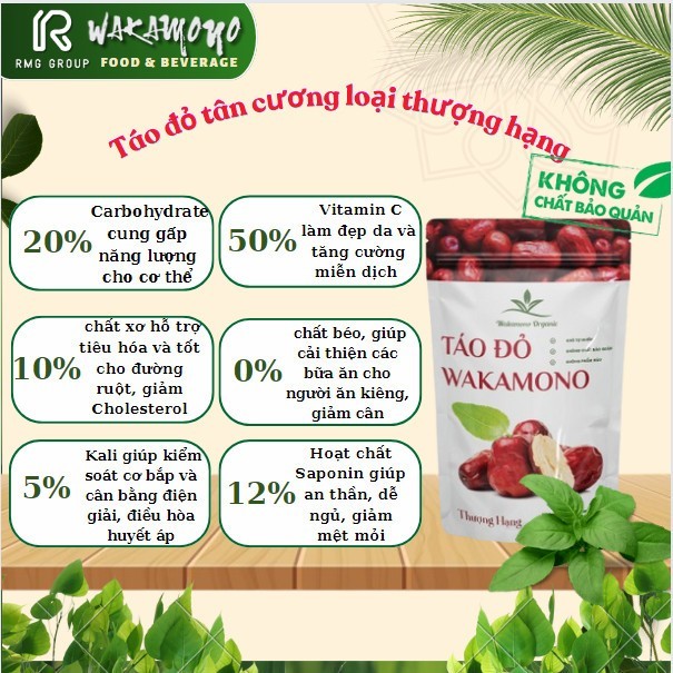 Combo táo Wakmono Organic 1kg táo nhược khương 200-220 quả/kg và táo tàu đen, ăn ngon tốt cho sức khỏe