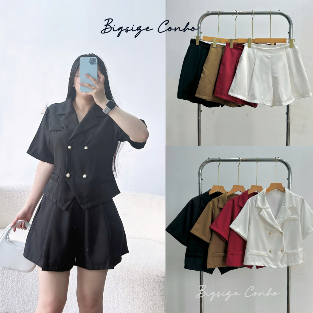 Set Thiết Kế Bigsize Nữ,Set Croptop Quần Ngắn Nữ Vải Cotton Lên Phom Sang Chảnh SET847