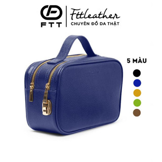 Túi Clutch nam, túi Golf du lịch kẹp nách FTT Leather Da Bò Dáng Hộp 2 Ngăn Kéo Có Khóa Số Bảo Mật
