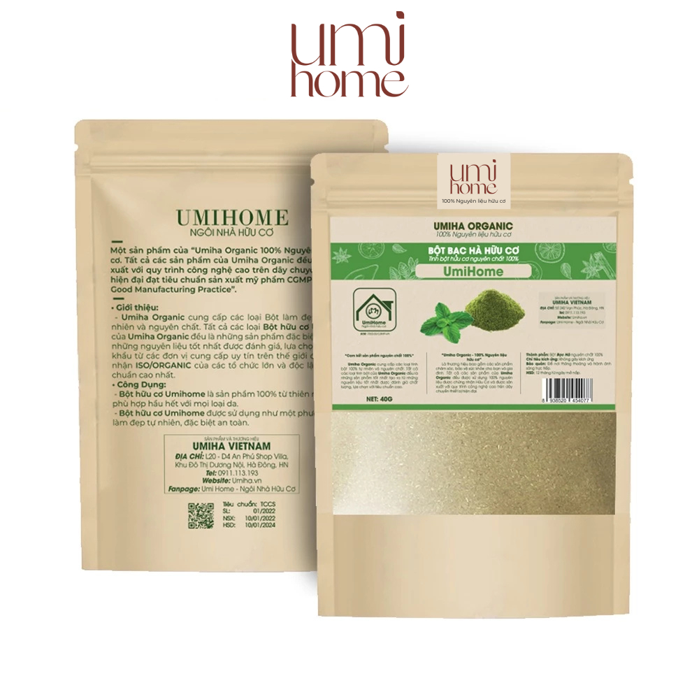 Ảnh Bột đắp mặt nạ Bạc Hà nguyên chất UMIHOME 135g loại bỏ mụn trứng cá, se khít lỗ chân lông, dưỡng hồng da 2