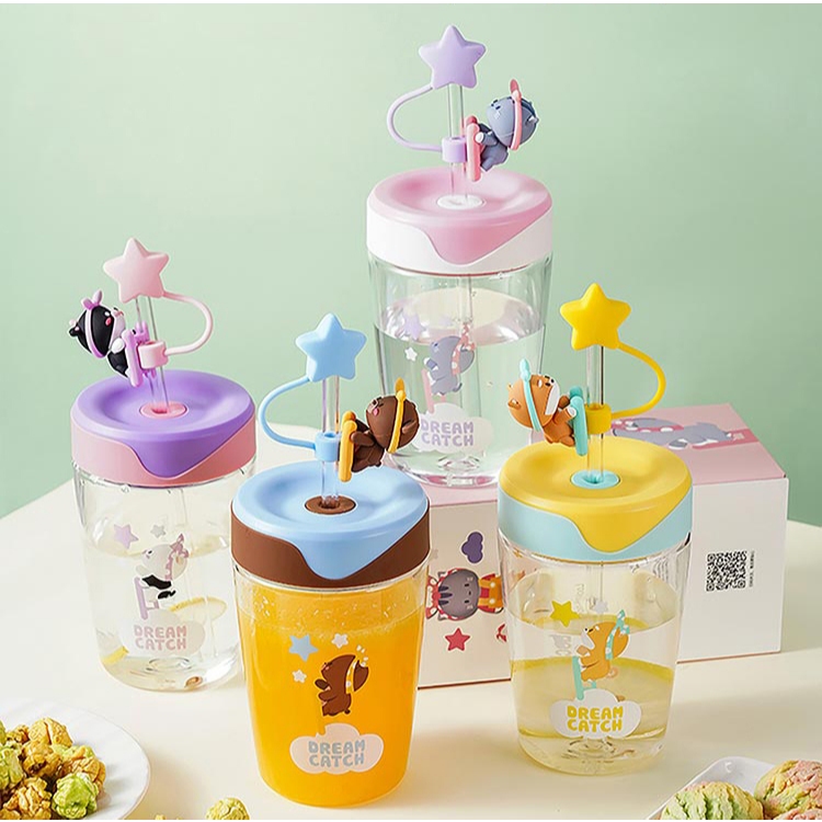 Ly nhựa LocknLock Dream Catcher ABF779 (520ml) có nắp đậy ống hút siêu cute tặng kèm Sticker dễ thương