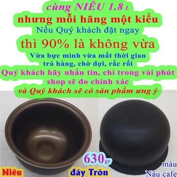 Lòng nồi cơm điện dạng NIÊU đáy TRÒN 1.8 L (Ruột nồi cơm điện, Lõi nồi cơm điện) nặng 630 gr màu đen (az-c)