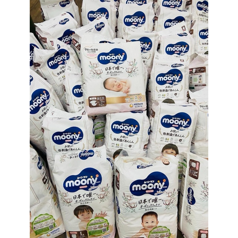 SALE Chính hãng Tã/bỉm Moony trắng natural Nhật Bản đủ size (bao xấu/ bao bì lỗi / ...)