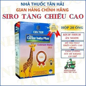 Siro Center Baby Plus - Calcium Nano GOLD, Calci cho bé, canxi Hỗ Trợ Phát Triển Chiều Cao Cho Bé Hộp 20 ống