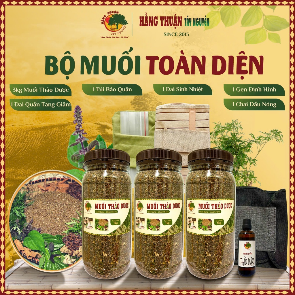 Bộ Muối Thảo Dược Quấng Bụng Chườm Nóng Sau Sinh Hằng Thuận Tây Nguyên