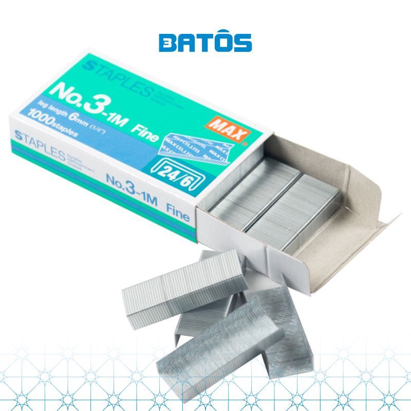[20 hộp kim 24/6]Đinh ghim MAX No.3-1M - Kim bấm số 3 nhập khẩu.
