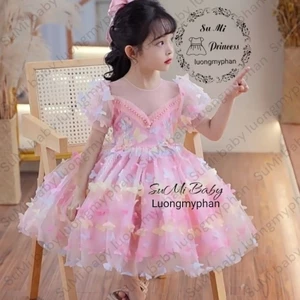 Đầm công chúa cầu vồng hồ điệp cao cấp cho bé [ 𝗧𝗮̣̆𝗻𝗴 𝗰𝗮̀𝗶 ] Princess dress for baby