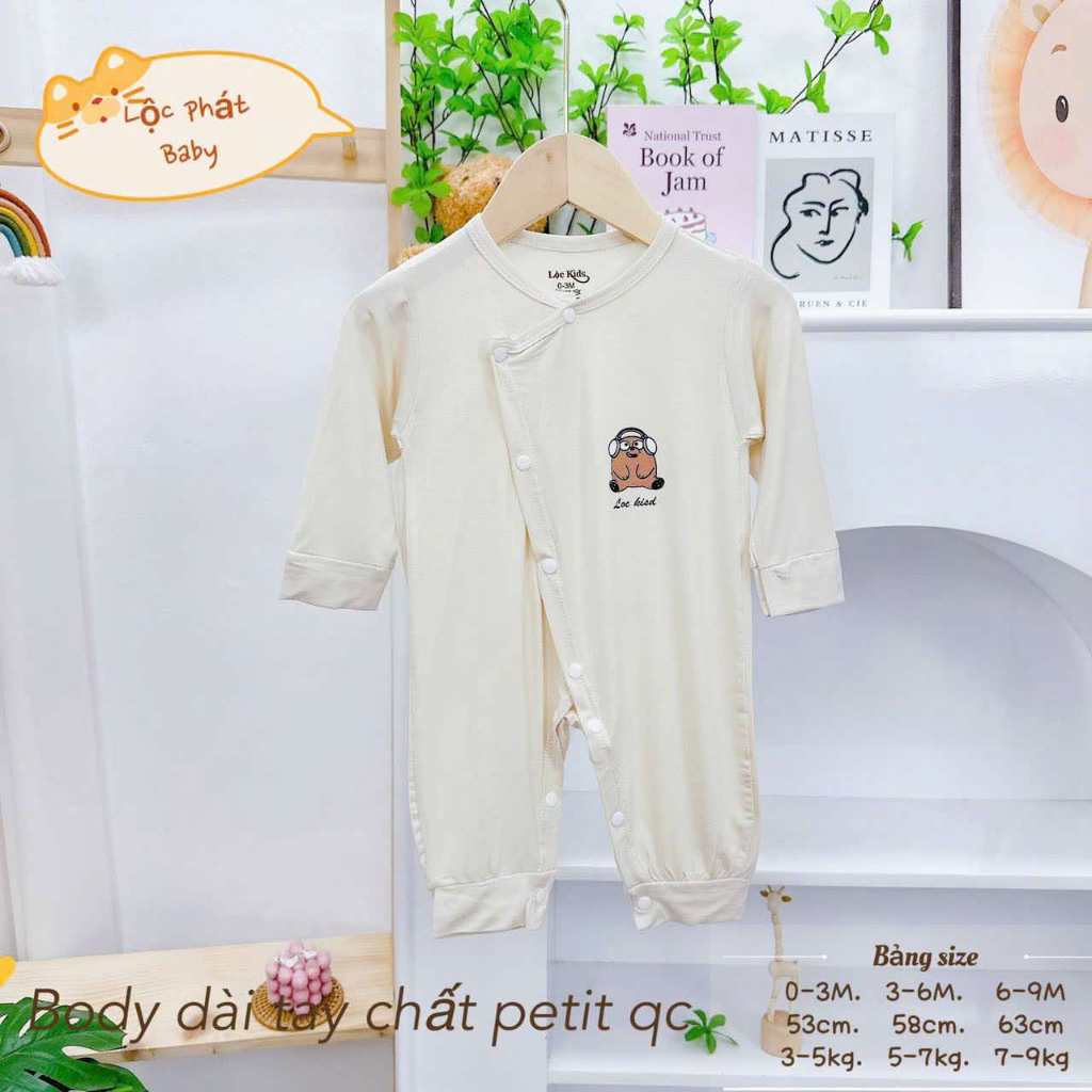 Body dài tay Lộc Kids cho bé sơ sinh chất petit, chất vải thoáng mát mềm mại cho da bé