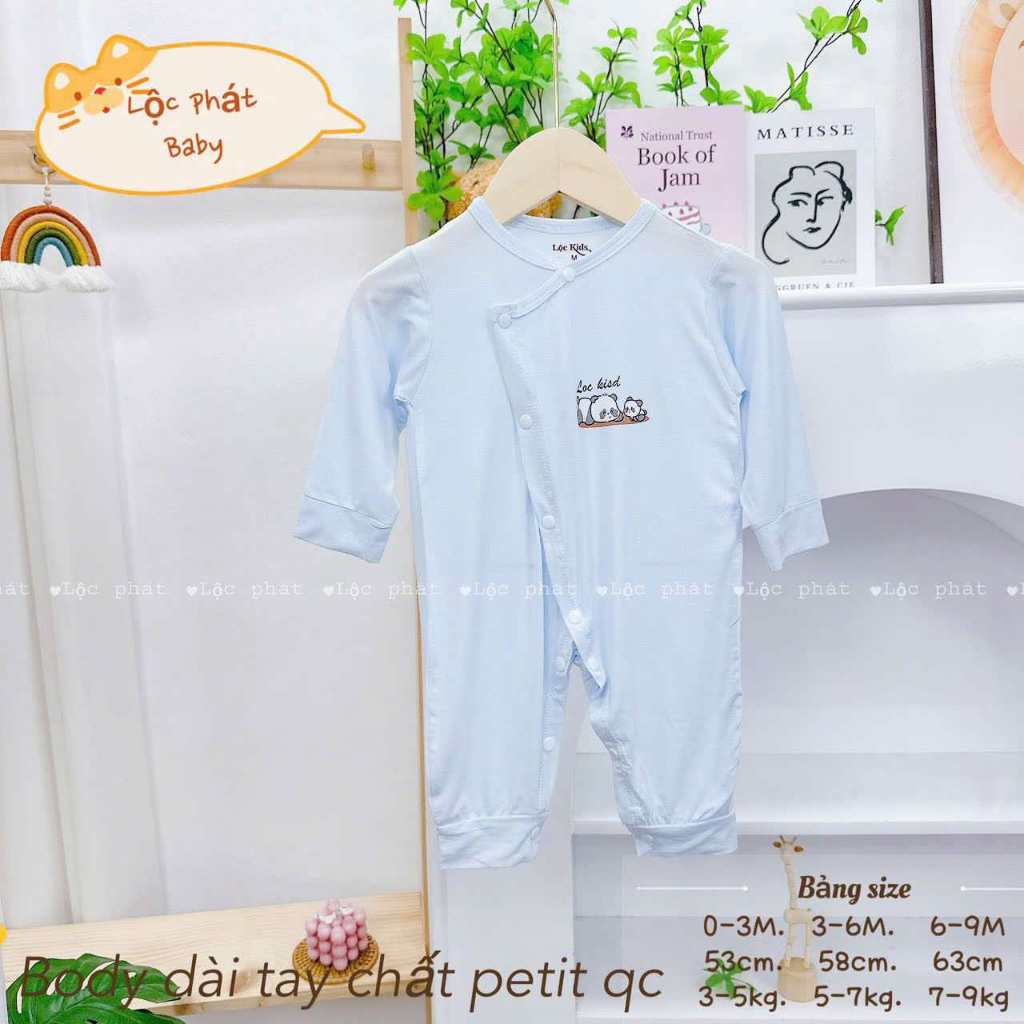 Body dài tay Lộc Kids cho bé sơ sinh chất petit, chất vải thoáng mát mềm mại cho da bé