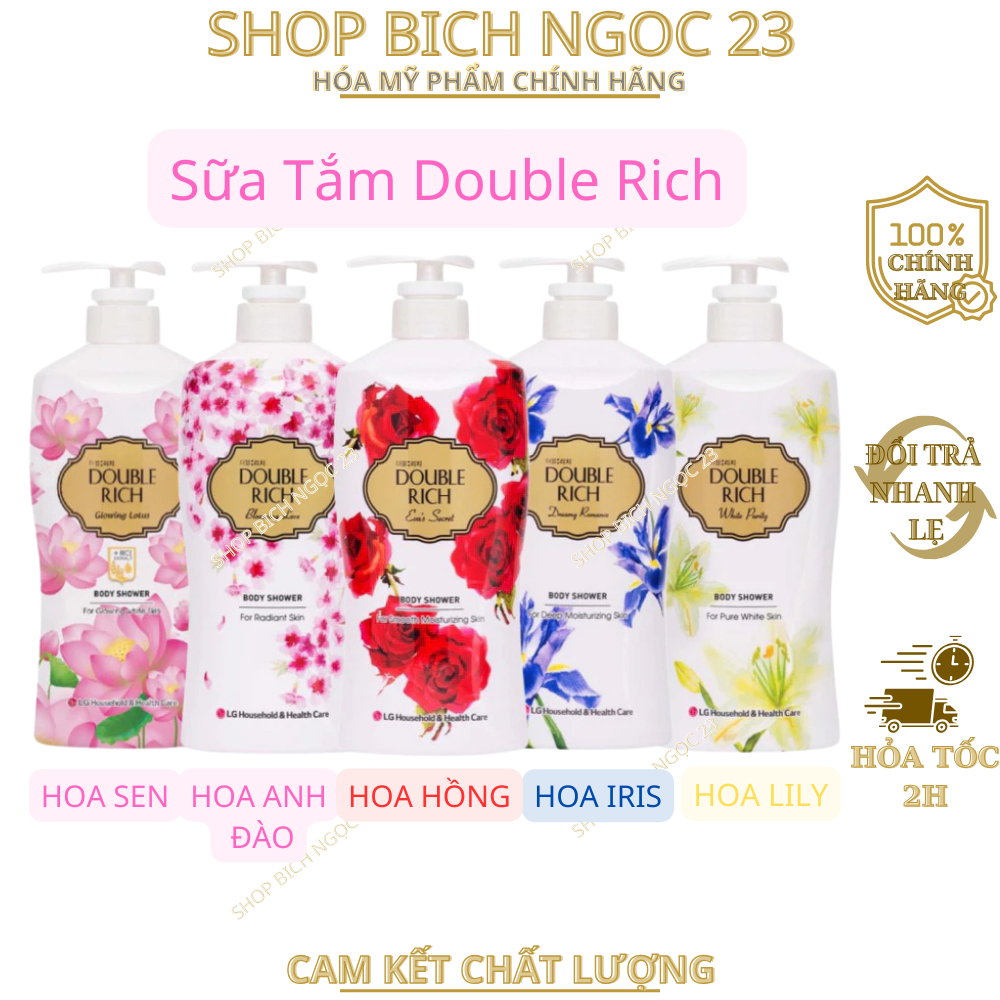 Sữa Tắm Double Rich Cân Bằng Ẩm Hương Hoa Hồng 550g, 800g