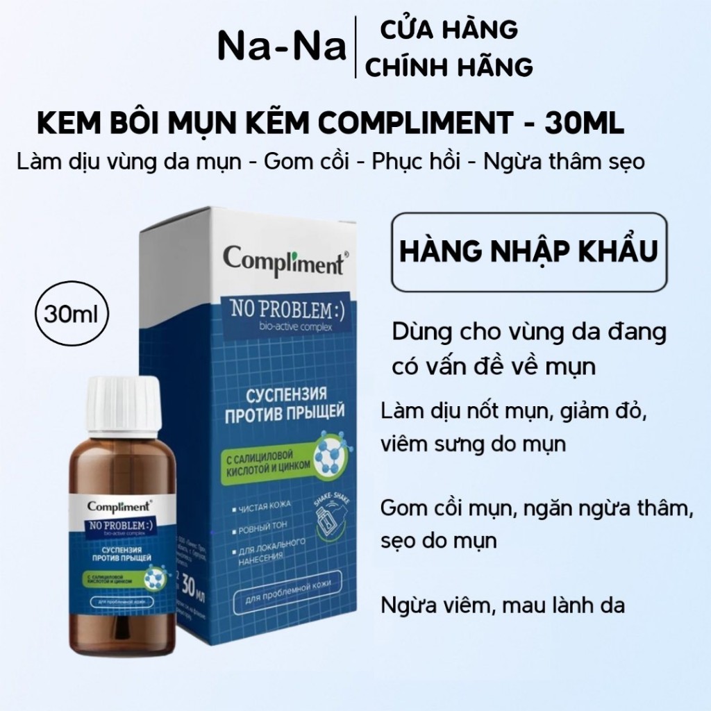 Dung dịch kẽm chấm mụn Compliment BHA và ZinC giảm sưng, ngừa viêm, gom ...