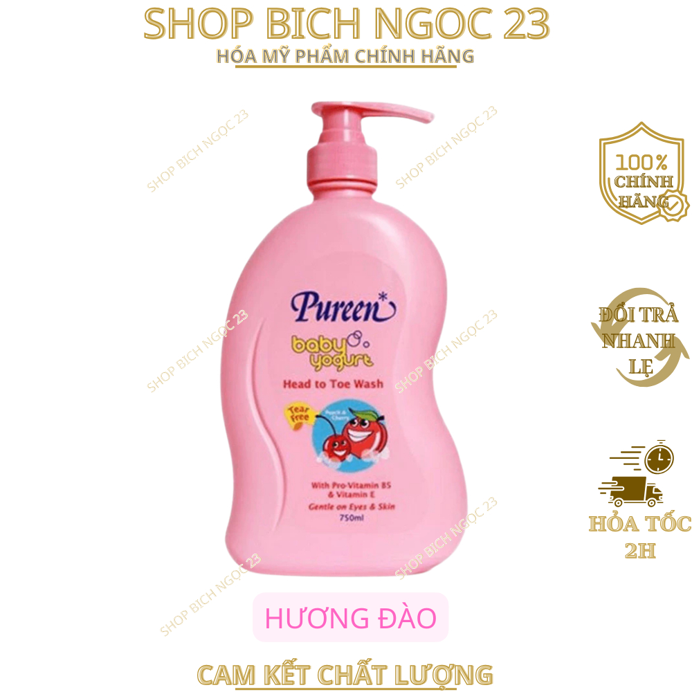 Sữa tắm gội cho bé, sữa tắm Pureen, 2 in1 750ml